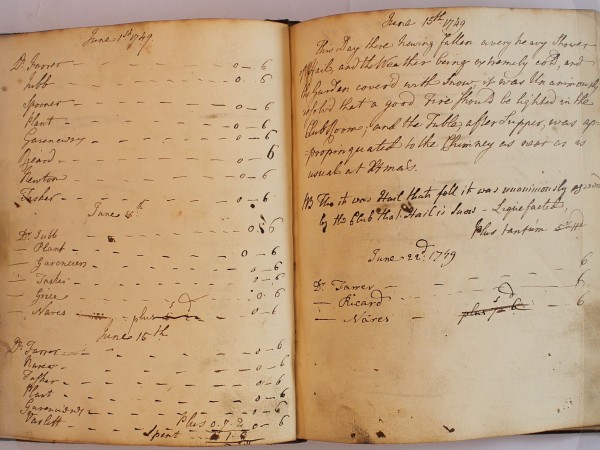 A page from the 1743 minute book